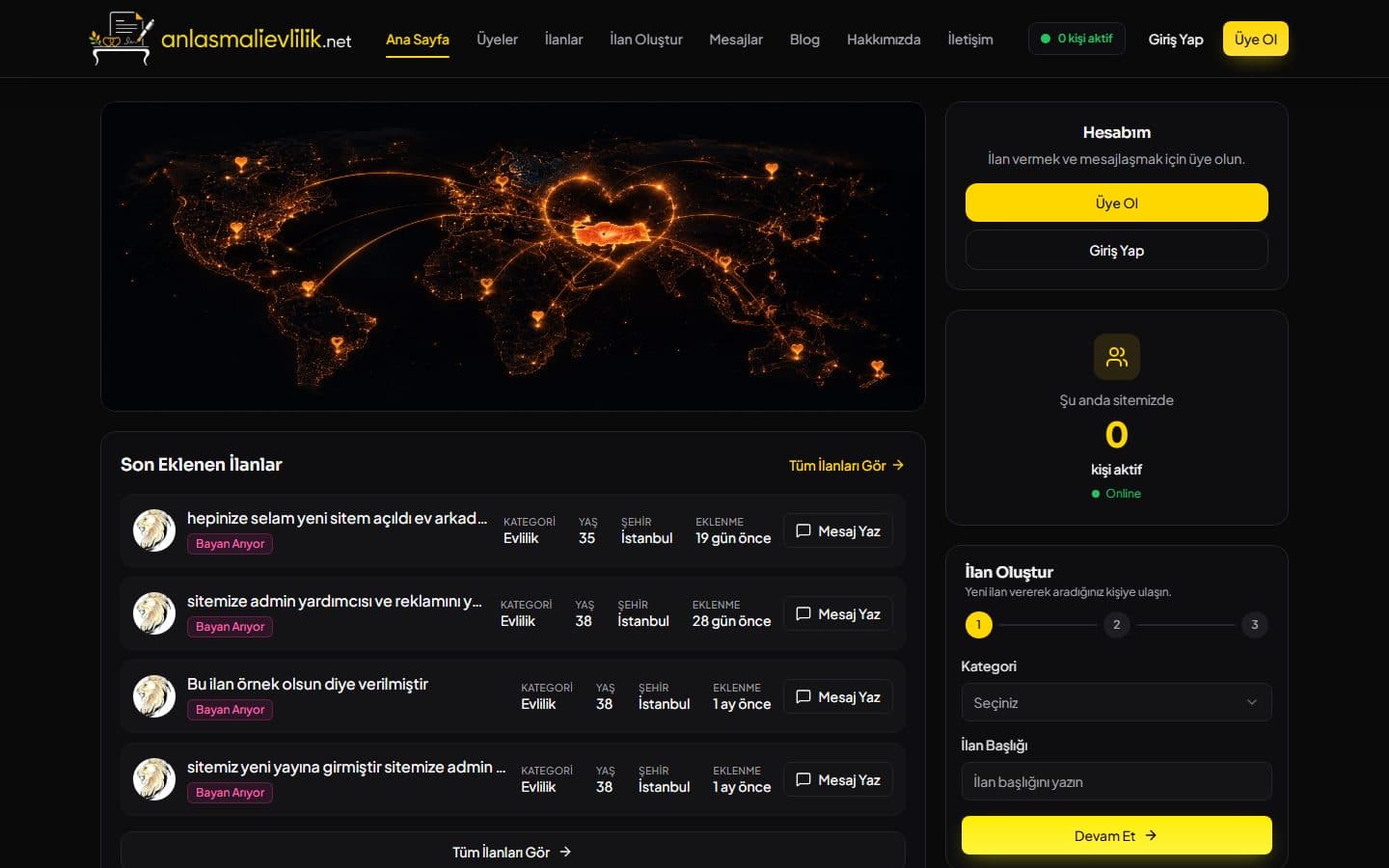 Anlaşmalı Evlilik web sitesi ekran görüntüsü