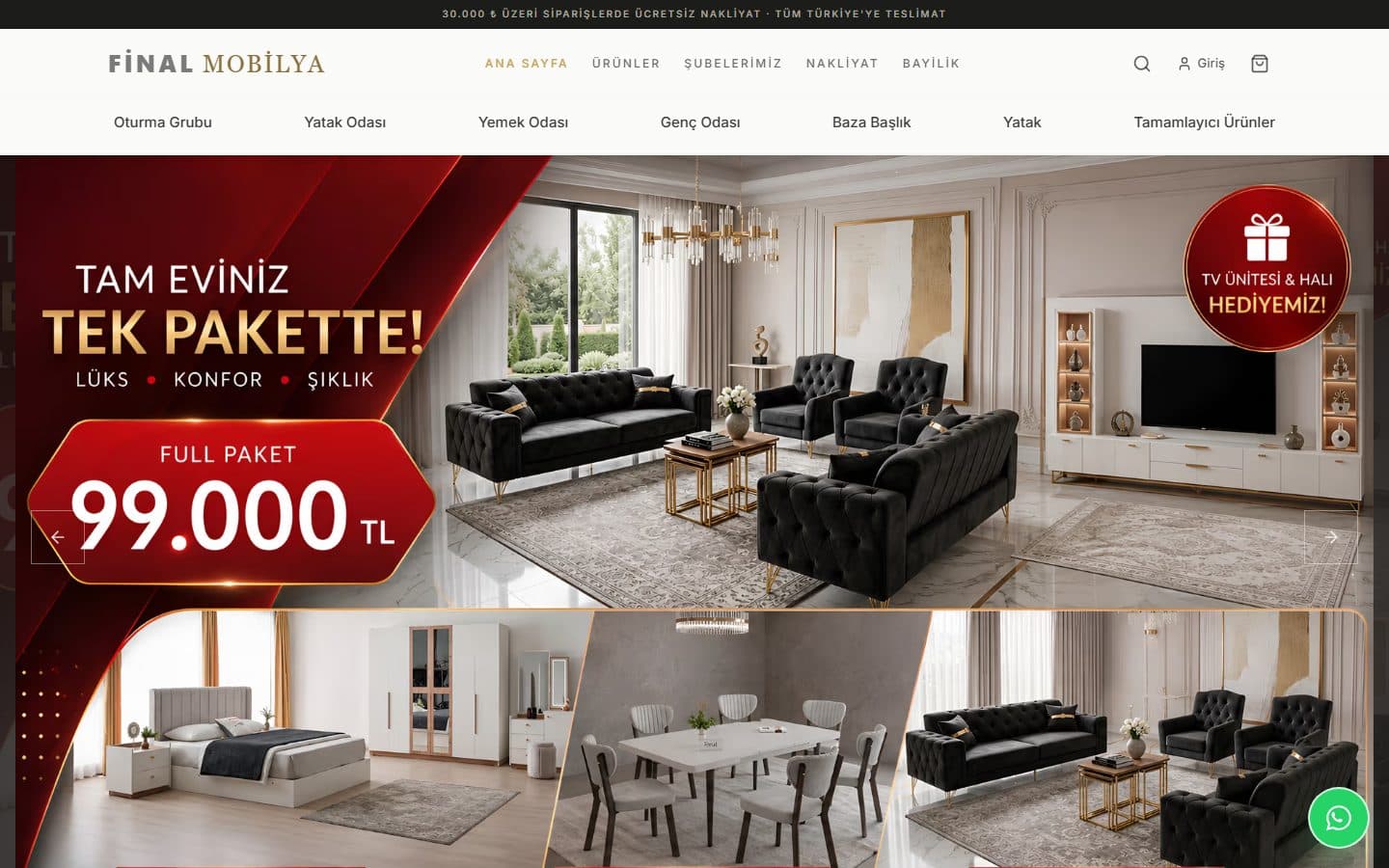 Final Mobilya web sitesi ekran görüntüsü