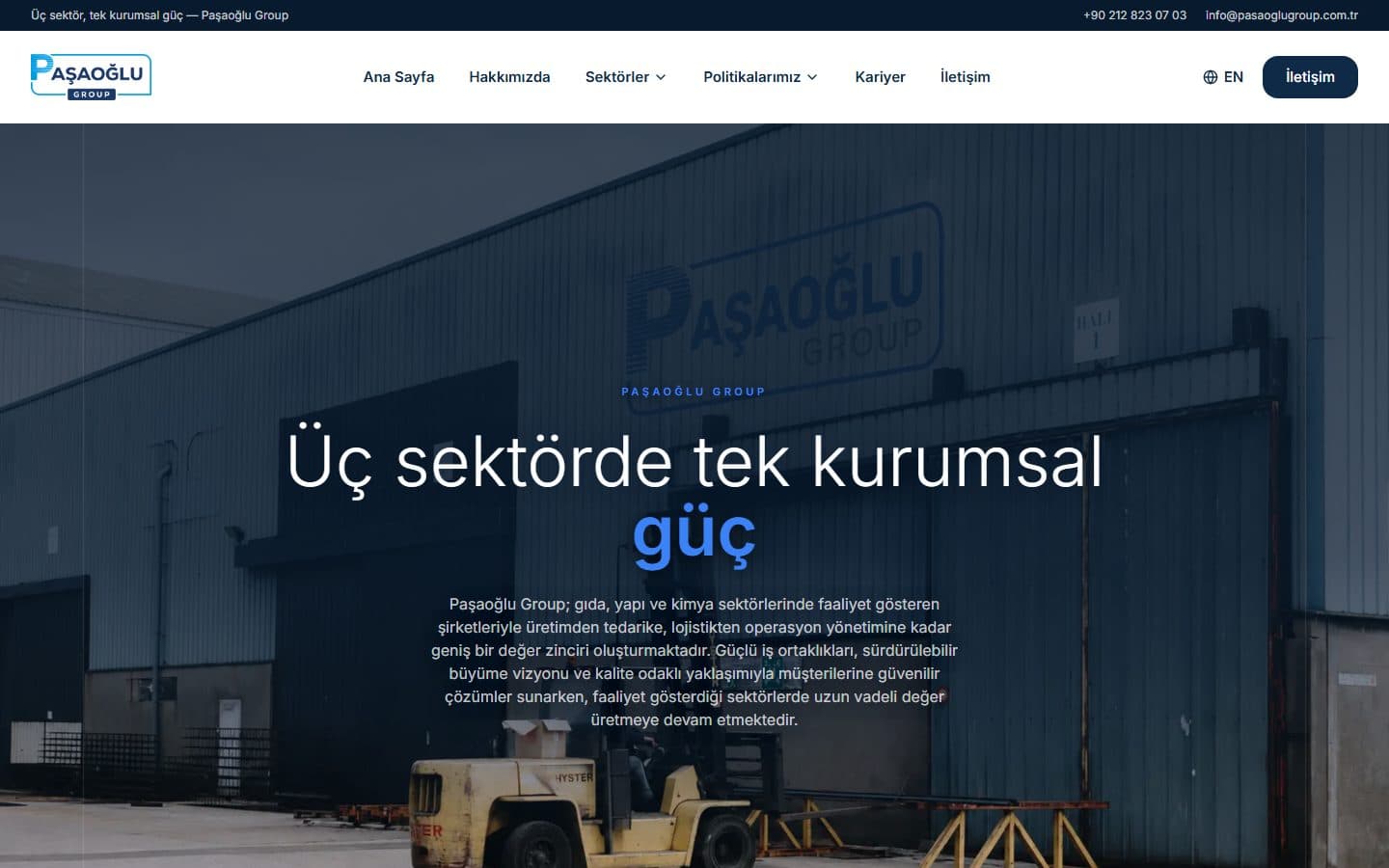 Paşaoğlu Group web sitesi ekran görüntüsü
